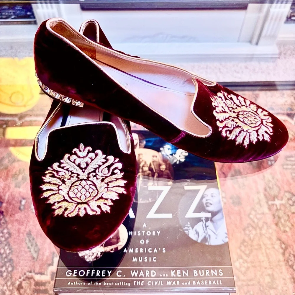 Miu Miu | Shoes | Miu Miu X Prada Vintage Burgundy Velvet Crest